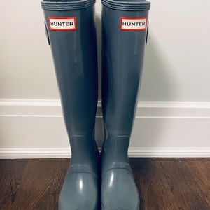 Hunter Gray Original Tall Gloss Rain Boots